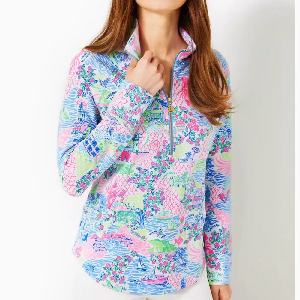 Brand New Lilly Pulitzer UPF 50+ Skipper Popover Lilly Loves Marthas Vineyard XL - Picture 3 of 6